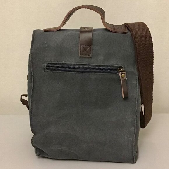 ASEBBO Canvas Insulated Lunch Bag Cooler Gray Shoulder Strap Work Hiking Picnic - Picture 5 of 12